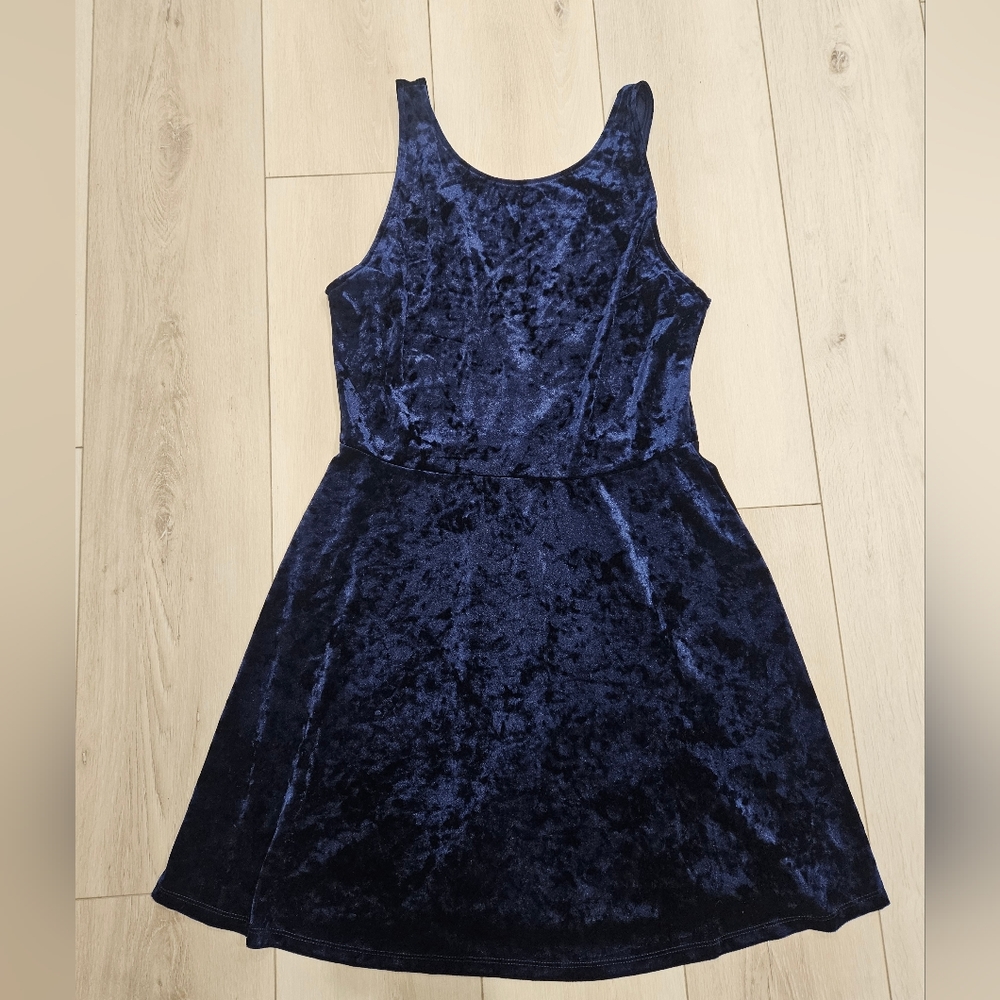 H&M Divided Velvet Dress, Blue, Size 12
